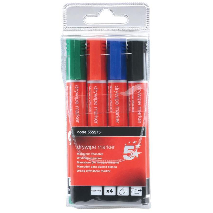Pack of 10 Q-Connect Black Permanent Marker Pens Chisel Tip KF26042